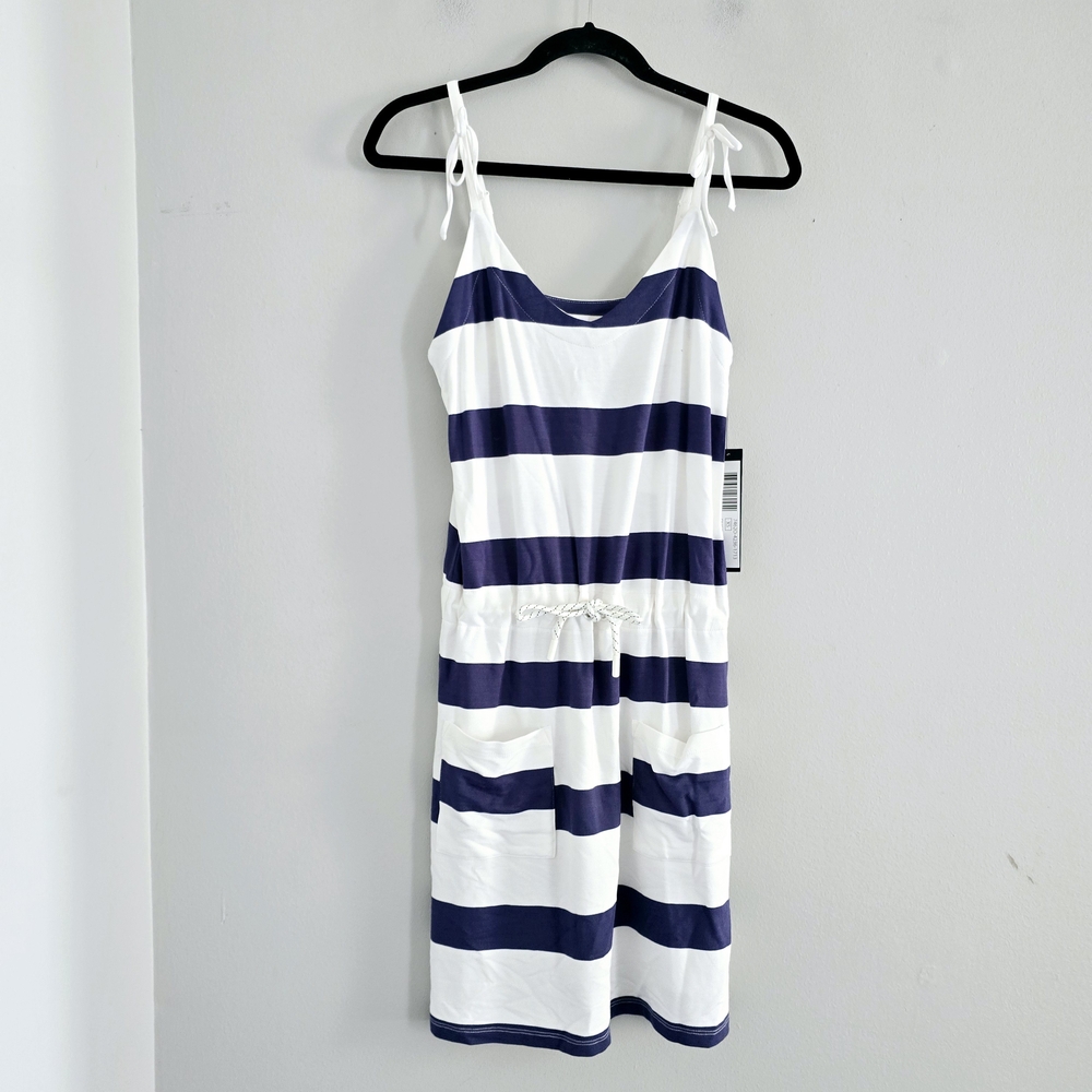 Tribal Navy and White Striped Mini Dress